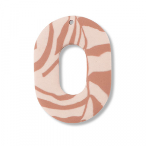 Polymer pendants oval Light Peach Pink-Light Brown