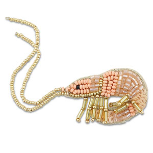 Brooches shrimp Peach-Gold