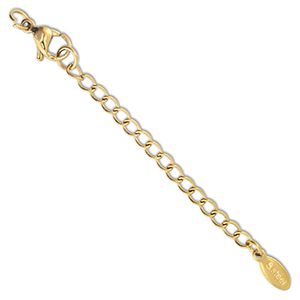 Stainless Steel findings extension chain set oval with lobster clasp Gold
