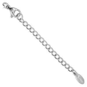 Stainless Steel findings extension chain set oval with lobster clasp Silver