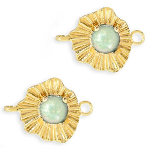 Brass TQ metal charms connector "sunny stone" Gold-Azure Green