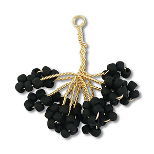 Glass seed beads charms flower Gold-Black