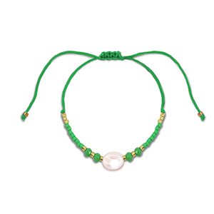 Ready-made Bracelets mixed beads Green-White-Gold