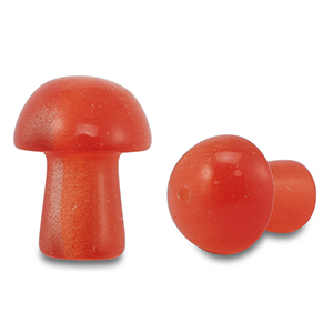 Natural stone beads glass mushroom Coral Red