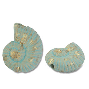 DQ greek ceramic beads shell Turquoise-Gold