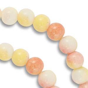 8 mm glass beads Pink-Yellow-White