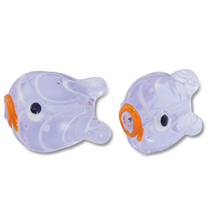 Hand-painted glass beads fish Purple-Orange