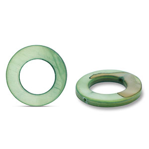 Shell beads 20mm round Dark Green