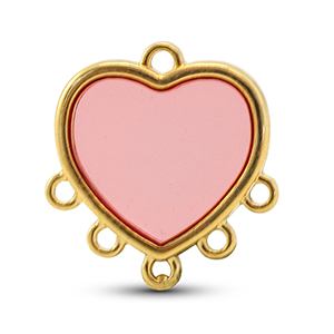 DQ European metal charms with 6 loops Pink-Gold (Nickelfree)