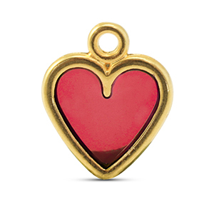 DQ European metal charms heart Red-Gold (Nickelfree)