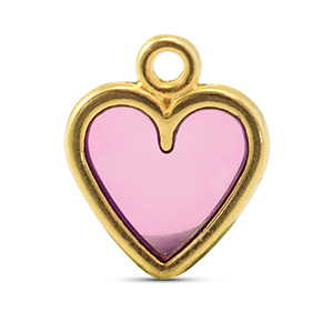 DQ European metal charms heart Pink-Gold (Nickelfree)