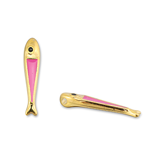 DQ European metal charms fish Magenta Pink-Gold (Nickelfree)