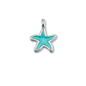 DQ European metal charms starfish Turquoise Blue-Antique Silver (Nickelfree)