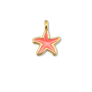 DQ European metal charms starfish Coral Red-Gold (Nickelfree)
