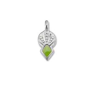 DQ European metal charms rhombus Light Green-Antique Silver (Nickelfree)