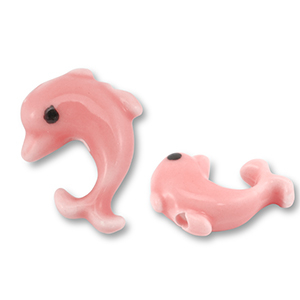Beads ceramic dolphin Coral Pink