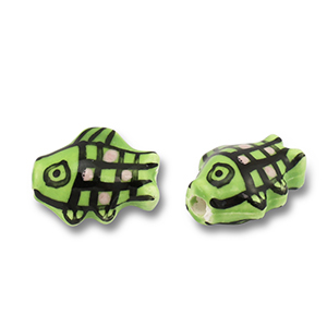 Beads ceramic fish Light Green-Pink-Black