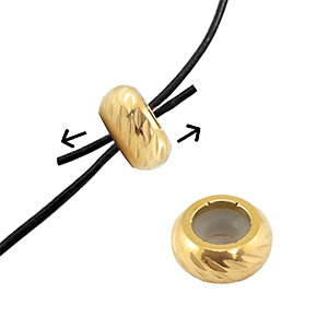 Stainless steel findings smart stopper bead with motif 9mm Gold