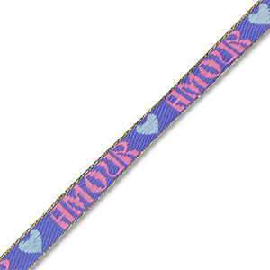 BY31&reg; Ribbon text "Amour" Lavender Blue-Pink-Light Blue-Gold