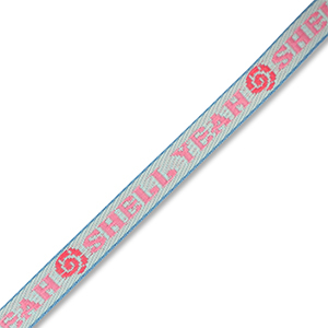 BY31&reg; Ribbon text "Shell yeah" Light Blue-Pink-Coral Red-Blue