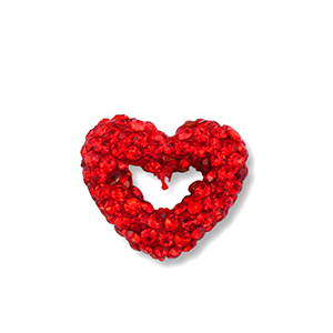 Acrylic beads with rhinestones heart Red
