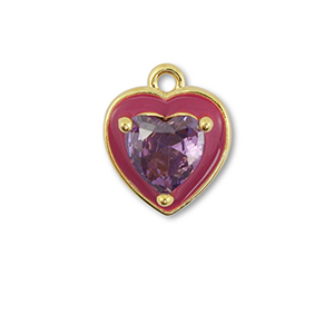Brass TQ metal charms heart Gold-Purple