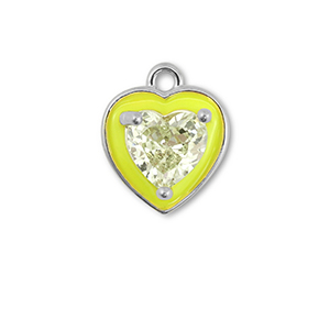 Brass TQ metal charms heart Silver-Neon Yellow-Light Yellow