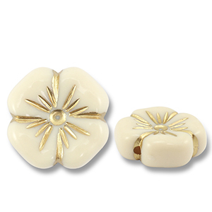 Acrylic beads flower Off White-Gold