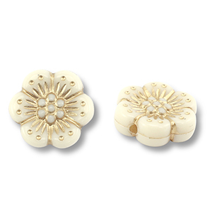 Acrylic beads flower Off White-Gold