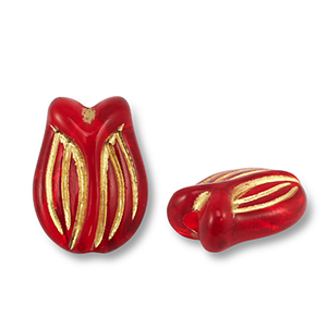 Acrylic beads tulip Red-Gold
