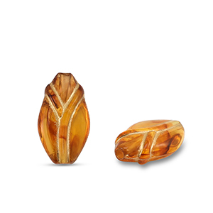 Acrylic beads tulip Cognac Brown-Gold