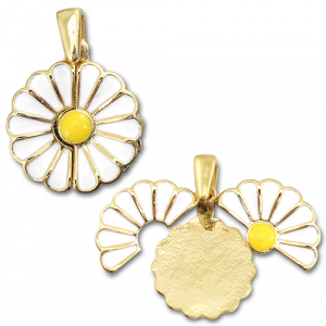 Eco-brass&reg; metal medallion charms flower / flower Gold-White-Yellow