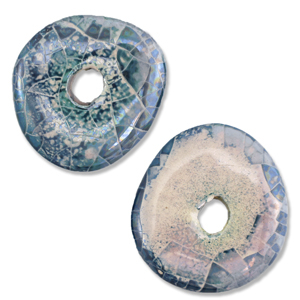 DQ greek ceramic beads donut mosaic Brisk blue-Off White-Lila