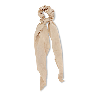 Scrunchie hair tie  with ribbon Beige Brown