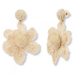 Trendy raffia earrings flower Light Champange-Gold