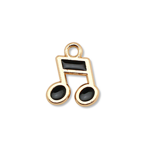 Metal charms enamel musical note Gold-Black