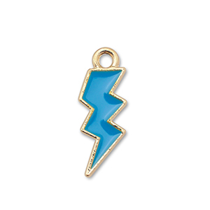 Metal charms enamel lightning Gold-Blue
