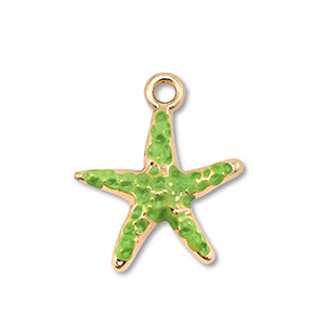 Metal charms enamel starfish Gold-Green