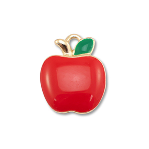 Metal charms enamel apple Gold-Red-Green