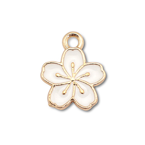 Metal charms enamel flower Gold-White