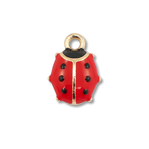 Metal charms enamel ladybug Gold-Red-Black