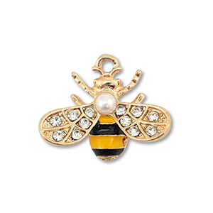 Metal charms enamel bee Gold-Yellow-Black