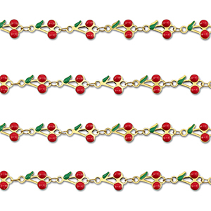 Stainless steel findings belcher chain cherries Gold-Red-Green