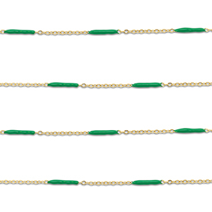 Stainless steel findings belcher chain with rod Gold-Green