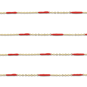 Stainless steel findings belcher chain with rod Gold-Red
