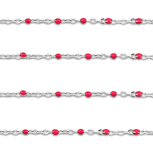 Stainless steel findings belcher chain 1mm Silver-Cherry Red