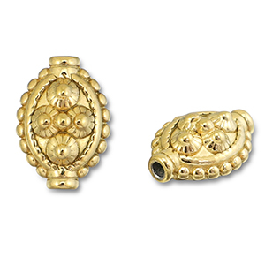 Stainless steel beads oval with dots Gold