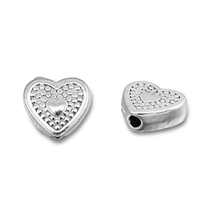 Stainless steel beads heart Silver
