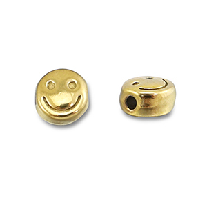 Stainless steel beads smiley Gold