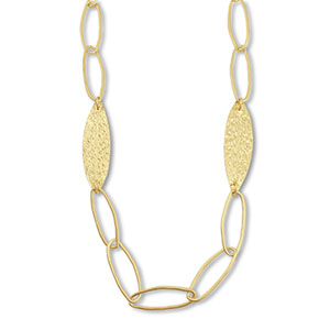 Statement chain necklaces oval with leaf Gold